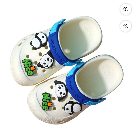 Other - New White Lightweight Toddler Clogs with Panda and Nice Charms Size 6.5-7.5